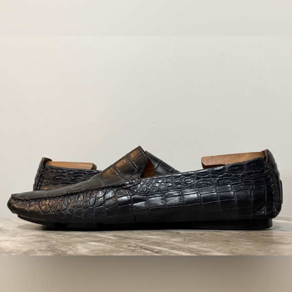 TINCATI Milano Genuine Crocodile Driving Mocassin Moc Loafer Blue Drivers Croc - Picture 7 of 13